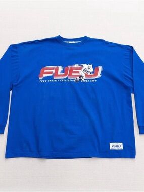 FUBU Mens Royal Blue Long Sleeve Graphic Shirt